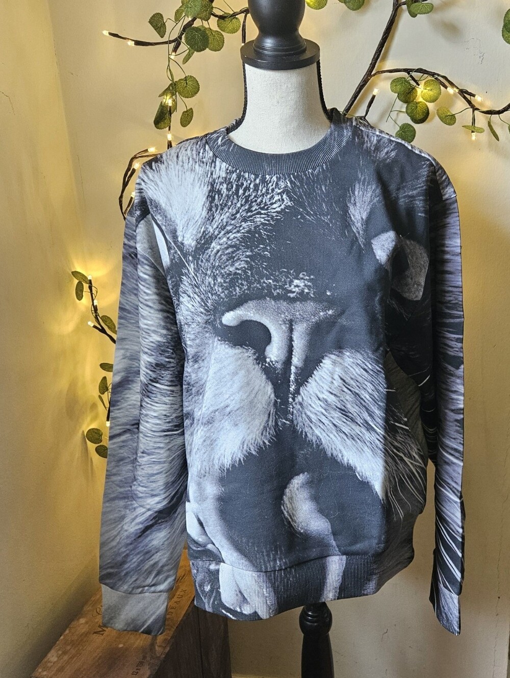 Tory Burch nwt rare limited-edition long sleeve kitty Cat Monochromatic grayscal - Picture 2 of 6
